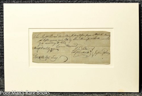 Early American Revoutionary War Pay Order For Raw Silk.