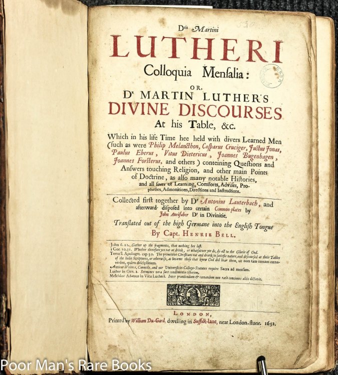 Image for Dris Martini Lutheri Colloquia Mensalia: Dris Martini Lutheri Colloquia Mensalia: