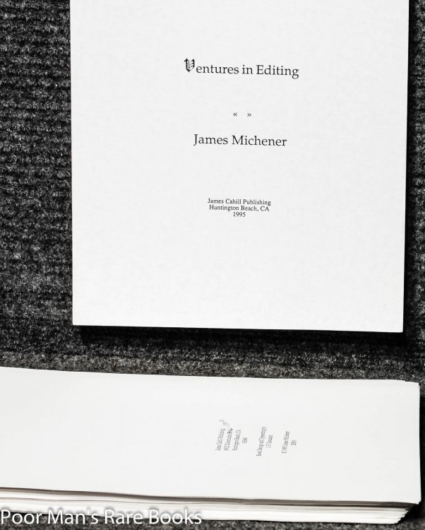 Ventures In Editing [ Pre-printing Typescript With Annotated Corrections]
