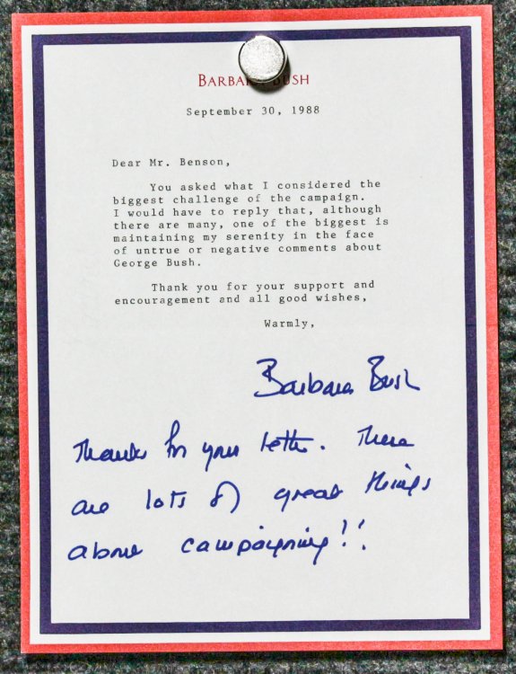 [ American First Ladies] Typed Letters, Barbara Bush First Lady 1988