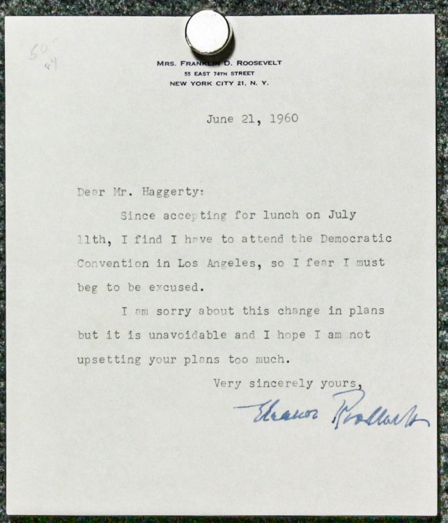 Roosevelt, Eleanor Typed Note Signed With 8 1/2 X 11 Photo