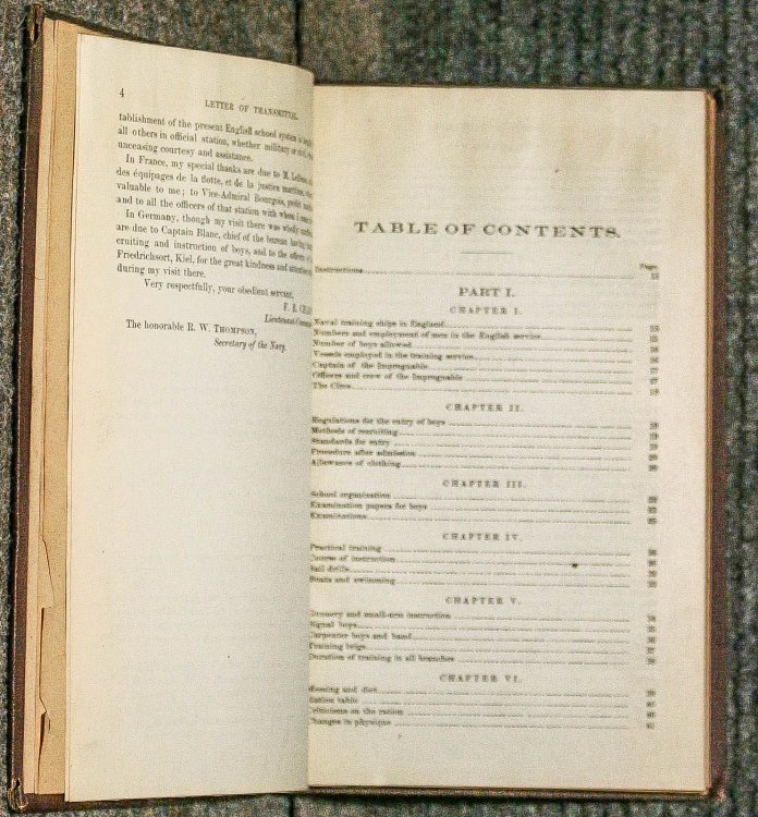 REPORT ON THE TRAINING SYSTEMS FOR THE NAVY AND MERCANTILE MARINE OF ENGLAND AND OF THE NAVAL TRAINING SYSTEM OF FRANCE, MADE TO THE BUREAU OF EQUIPMENT AND RECRUITING, U.S. NAVY DEPARTMENT, SEPTEMBER, 1879