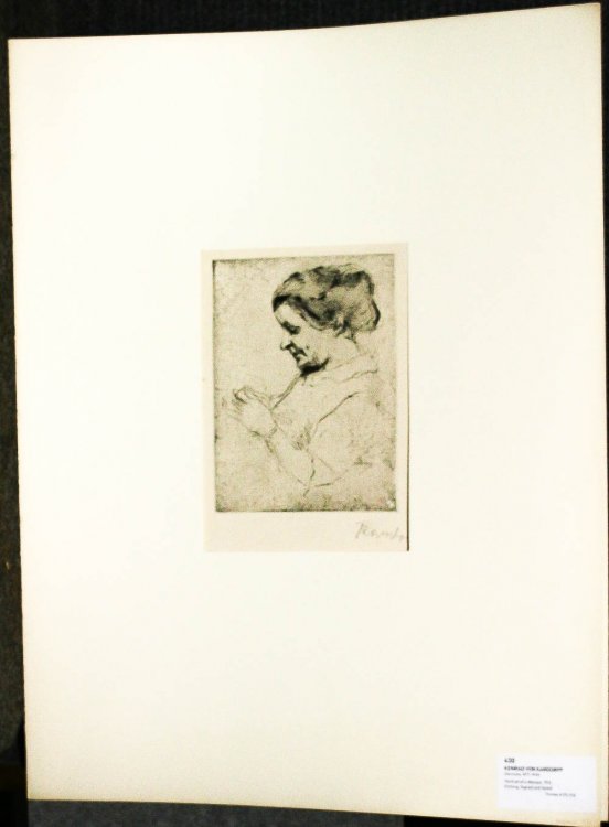 Etching Image Of A Woman Mounted In Folder 17.5 X 23
