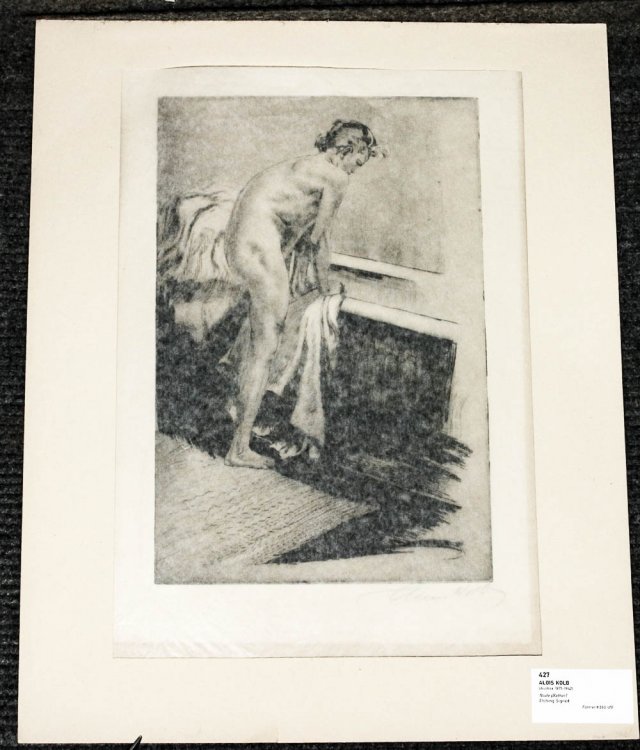 Nude [bather] Mounted In Folder With Laid In Tissue Protecting It. 21.5 X 17.5