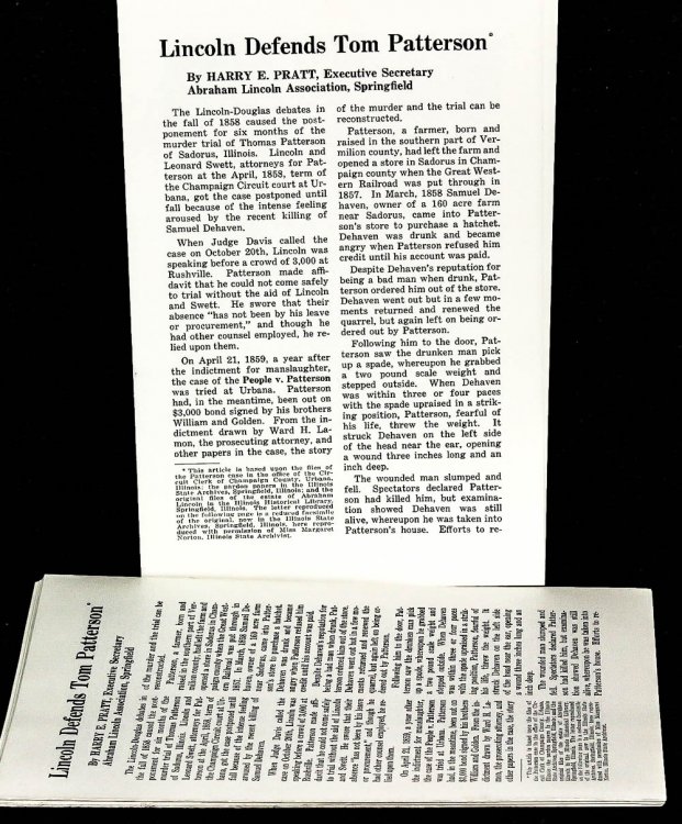 Lincolniana Abraham Lincoln Defense Of Tom Patterson [ Murder Trial]