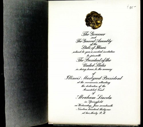 Lincolniana.honor To The Memory Of Illinois' Martyred President. Abraham Lincoln.1931 Invitation Card