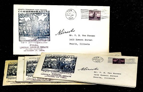 Lincolniana 9 First Day Covers Commemorating The Final Lincoln Douglas Debate
