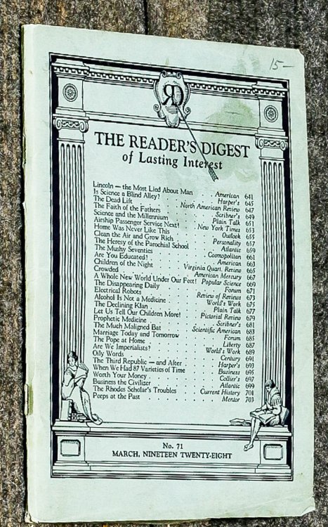 Lincolniana The Reader's Digest Of Lasting Interest March.1928,