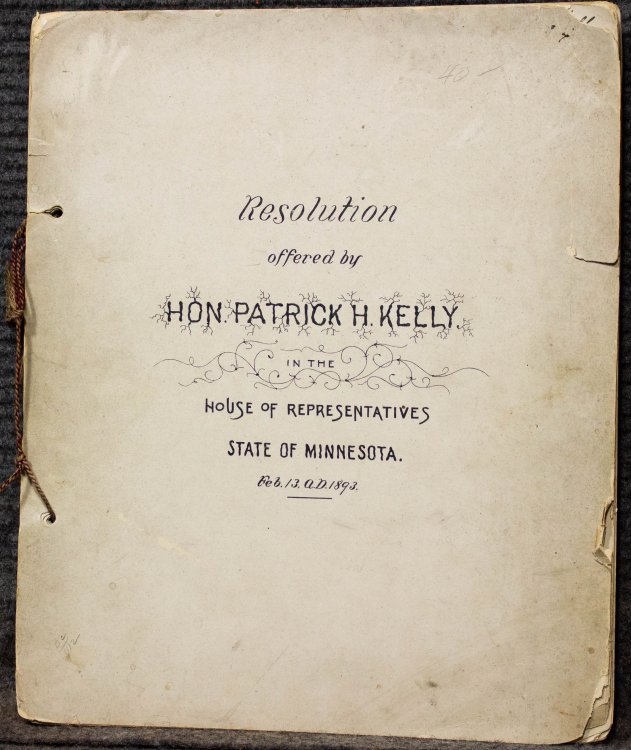 Resolution Offered By Hon Patrick Kelly Mn 1893