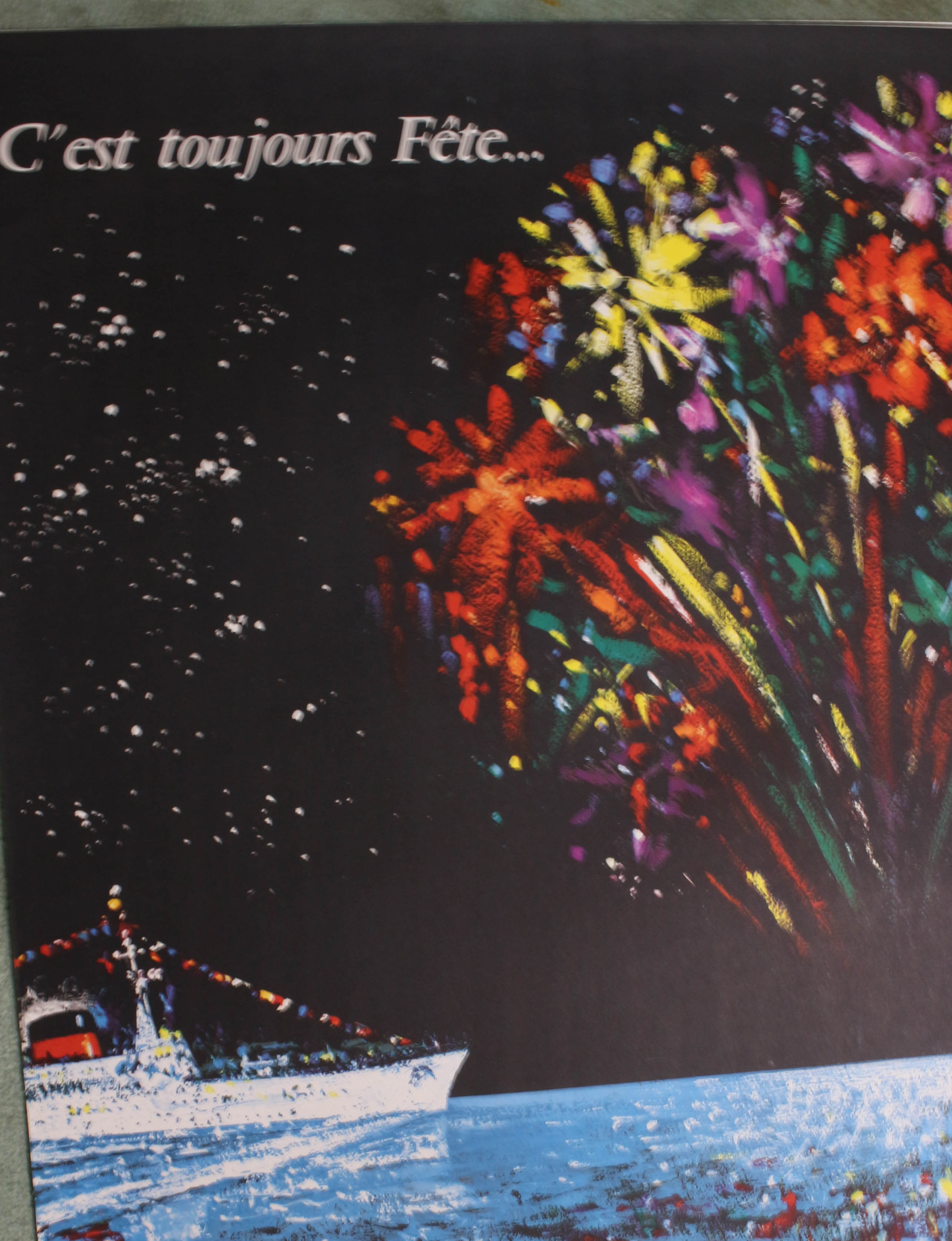 C'est Toujours Fete. Original On Linen, A Bord Des Paquebots De La Cie Cle Transatlantique Cruise Poster 25 X 38 In (62 X 97 Cm)