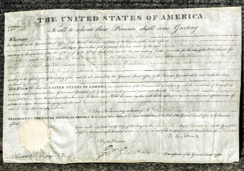 Early Presidential Signature Of John Quincy Adams On Landgrant 1828 Ohip Unmounted