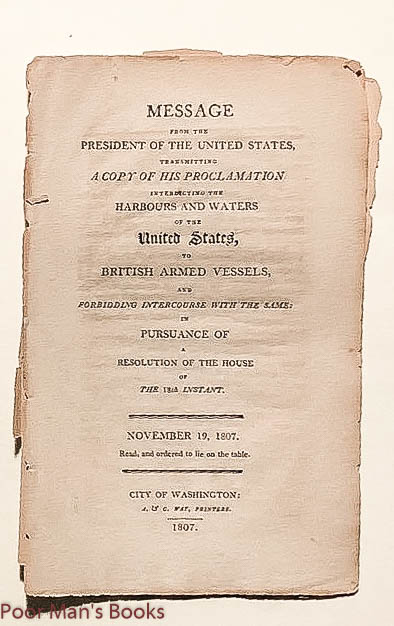 Jefferson, Harbours And Waters Of The United States To British Armed Vessels And Forbidding Intercourse With The Same; Excerpt