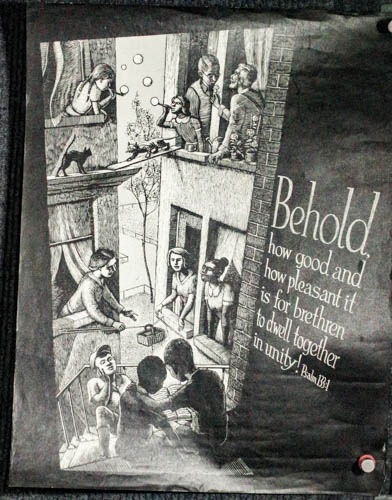 Behold How Good And How Pleasant It Is For Brethern To Dwell Together In Unity, Psalm 133: 1 Anti-defamation League Poster Circa 1940 L/R
