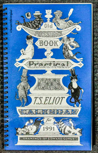 Old Possum's Book Of Practical Cats Calendar 1991 Signed By Gorey. Blue Cover