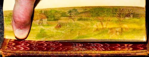 Fore-edge Painting Of Gentlemen's Bucolic Farm In England. 