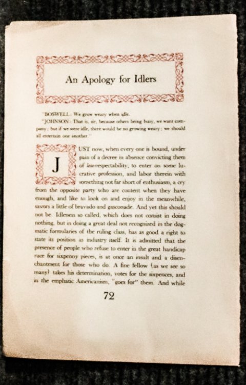 An Apology For Idlers 1932 With Prospectus