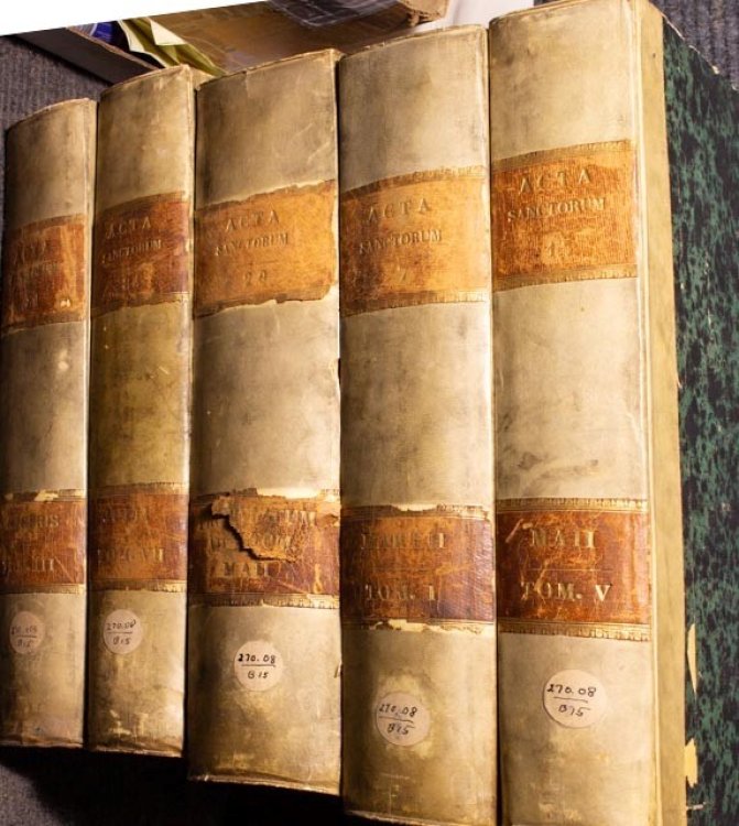 5 Huge Vellum And Board Volumes Of 'the Acta Sanctorum Quotquot Toto Orbe Coluntur, Vel A Catholicis Scriptoribus Celebrantur'. Series. 1860's Languae 2 Bxs