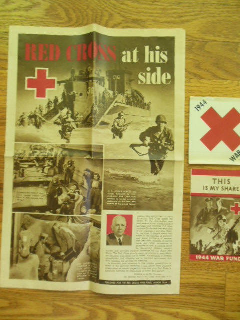 Red Cross War Fund WWII Ephemera 1944 ; Red Cross At His Side, This is My Share
