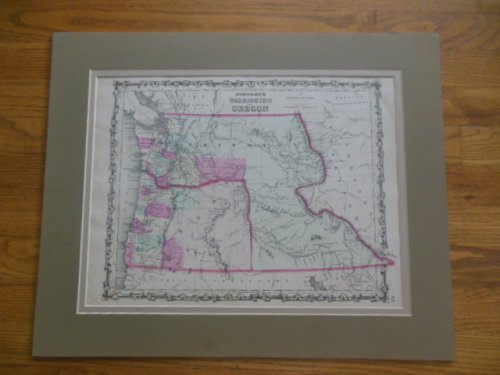 1862 Johnson's Map Washington and Oregon