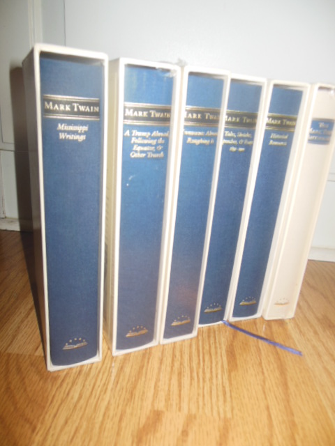 Mississippi Writings; A Tramp Abroad, Following the Equator and Other Travels; Innocents Abroad and Roughing It; Tales, Sketches, Speeches and Essays; Historical Romances; The Gilded Age and Later Novels; and the Mark Twain Anthology