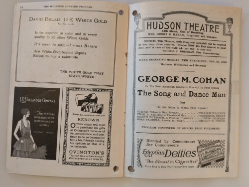 HUDSON THEATRE PROGRAM 1923