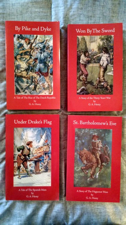 WON BY THE SWORD , ST. BARTHOLOMEW'S EVE , UNDER DRAKES'S FLAG , BY PIKE AND DYKE 4 NOVELS BY G.A.HENTY