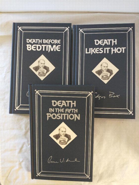 THE EDGAR BOX TRILOGY DEATH IN THE FIFTH POSITION , DEATH BEFORE BEDTIME , DEATH LIKES IT HOT