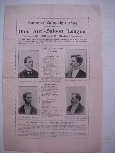 Summer Campaign 1894 Ohio Anti-Saloon League Brochure