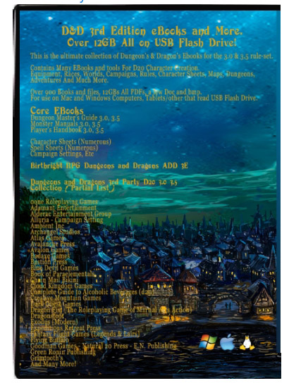 Dungeons and Dragons 3rd Edition Book Collection. 900+ Book Set, 3E. on USB, D&D Modules, Adventure, Maps, Tiles, Dungeons and More!