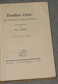 DEUTCHE LIEBE Aus Den Papieren Eines Fremdlings.