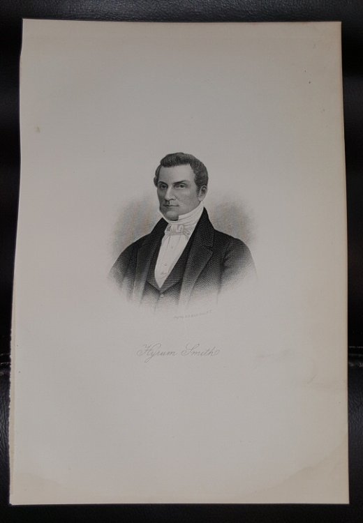 Steel Engraving - HYRUM SMITH - 1890 - Original MORMON / Utah Pioneer Steel Engraving
