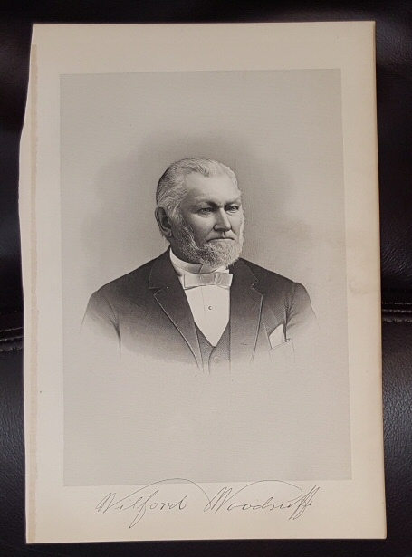 Steel Engraving - WILFORD WOODRUFF - 1890 - Original MORMON / Utah Pioneer Steel Engraving