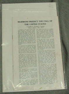 MORMONS PREDICT THE FALL OF THE UNITED STATES