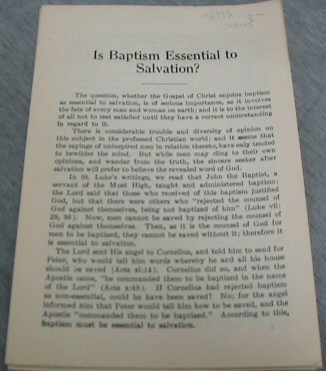 Is Baptism Essential to Salvation