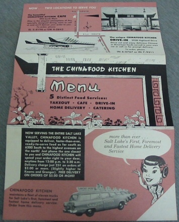 The China Food Kitchen Menu - 5 Distinct Food Services: Takeout - Cafe - Drive-In - Home Delivery - Catering