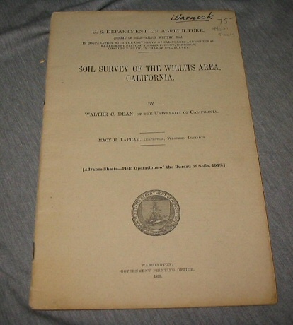 Soil Survery of the Willits Area, California