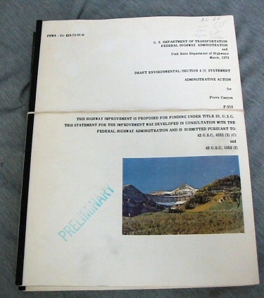 Draft Environmental/section 4 (F) Statement - Administrative Action for Provo Canyon [Utah] F-019.