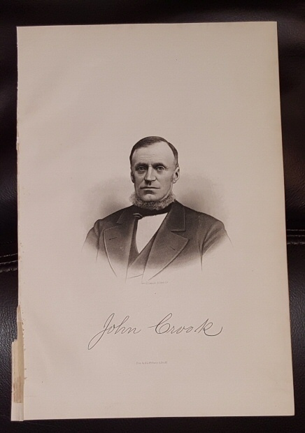 Steel Engraving - John Crook - Original MORMON / Utah Pioneer Steel Engraving