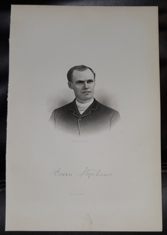 Steel Engraving - Evan Stephens - Original MORMON / Utah Pioneer Steel Engraving
