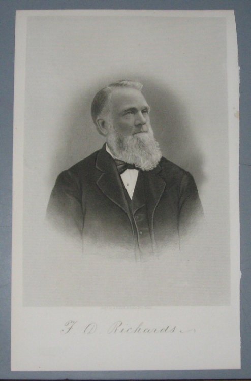 Steel Engraving - Franklin D. Richards - Original MORMON / Utah Pioneer Steel Engraving