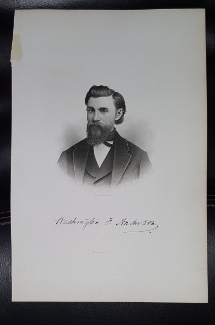 Steel Engraving - Washington F. Anderson - Original MORMON / Utah Pioneer Steel Engraving