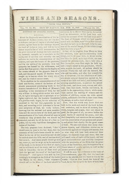 Times and Seasons; Volume [6] VI, #1-23, 1845; Complete year.