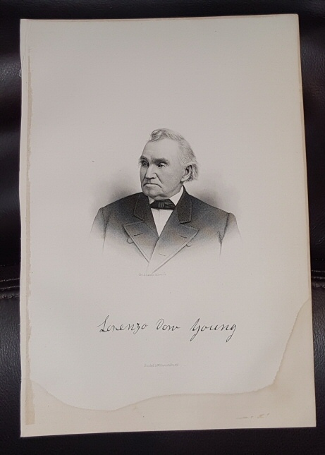 Steel Engraving - Lorenzo Dow Young - Original MORMON / Utah Pioneer Steel Engraving