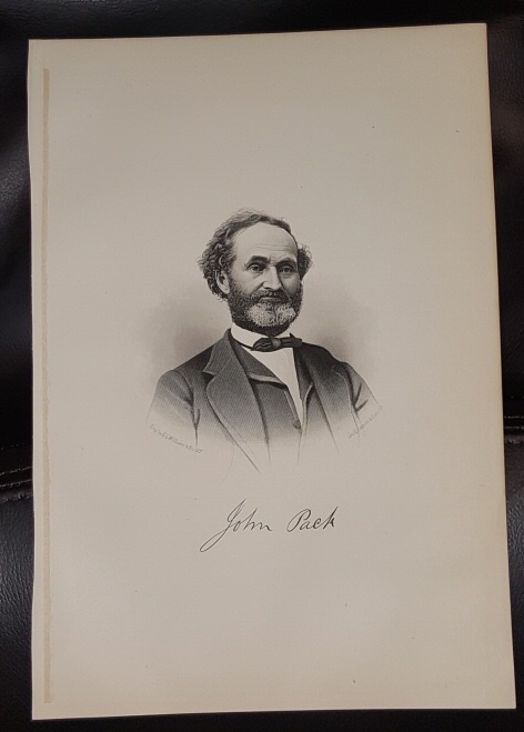 Steel Engraving - John Pack - Original MORMON / Utah Pioneer Steel Engraving