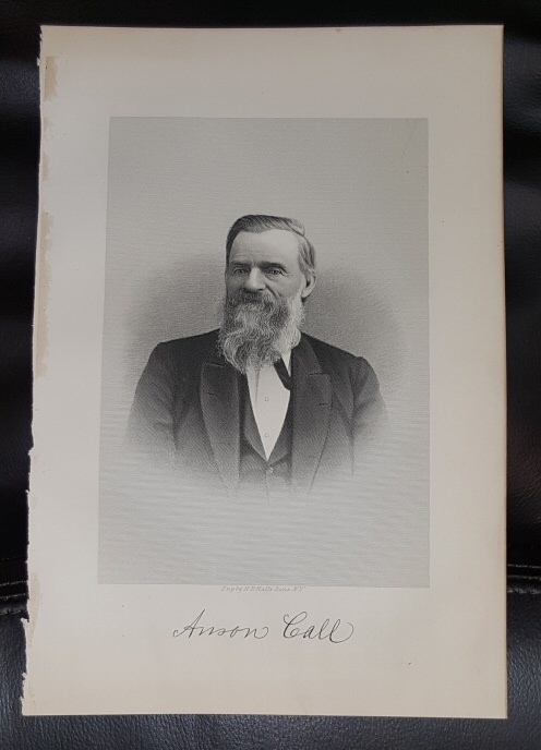 Steel Engraving - Anson Call - Original MORMON / Utah Pioneer Steel Engraving