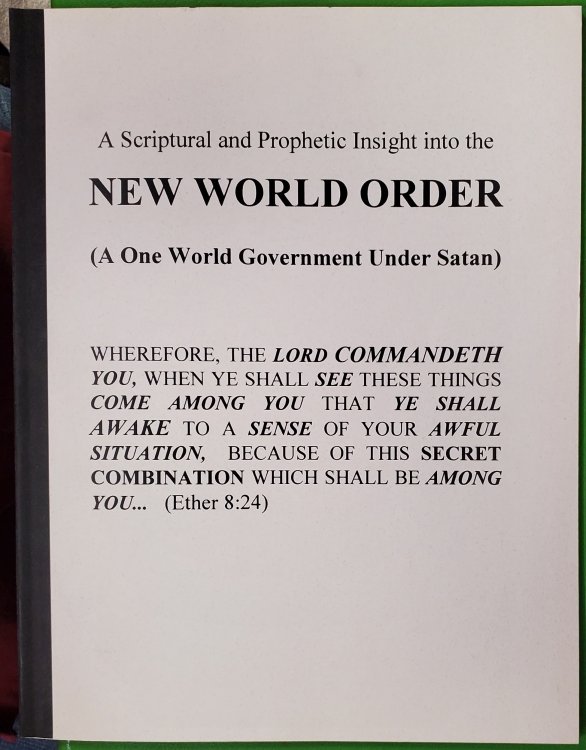 A Scriptural & Prophetic Insight Into the New World Order .Dedicated to the Elders of Israel Who Have the Sacred and Awesome Responsibility. .