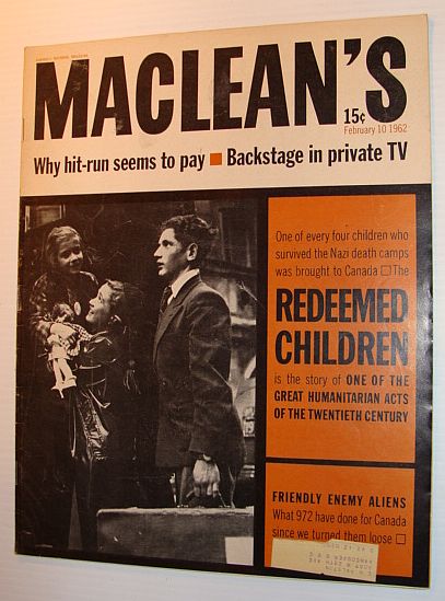Image for Maclean's Magazine, February 10, 1962 - Nazi Death Camp Children Come To Canada Maclean's Magazine, February 10, 1962 - Nazi Death Camp Children Come To Canada