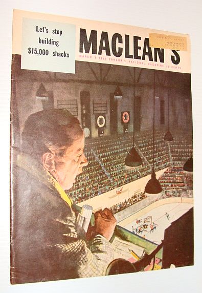Image for Maclean's Magazine, 3 March 1956 *FOSTER HEWITT/MAPLE LEAF GARDENS COVER ILLUSTRATION* Maclean's Magazine, 3 March 1956 *FOSTER HEWITT/MAPLE LEAF GARDENS COVER ILLUSTRATION*