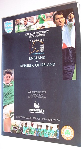 Official Matchday Programme: England v Republic of Ireland, 1992 European Championship: Wednesday 27th March 1991
