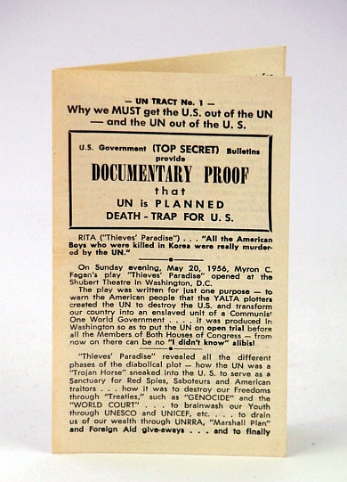 Documentary Proof That the UN (U.N. / United Nations) is a Planned Death-Trap for the U.S.: U.N. Tract No. 1 (One)